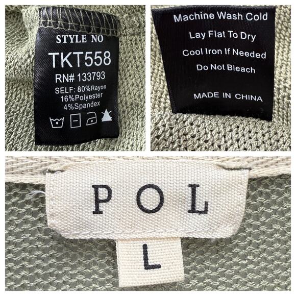 POL Top Women's L Sage Green Lightweight Sweater Cottagecore Prairie Minimalist - Picture 5 of 6
